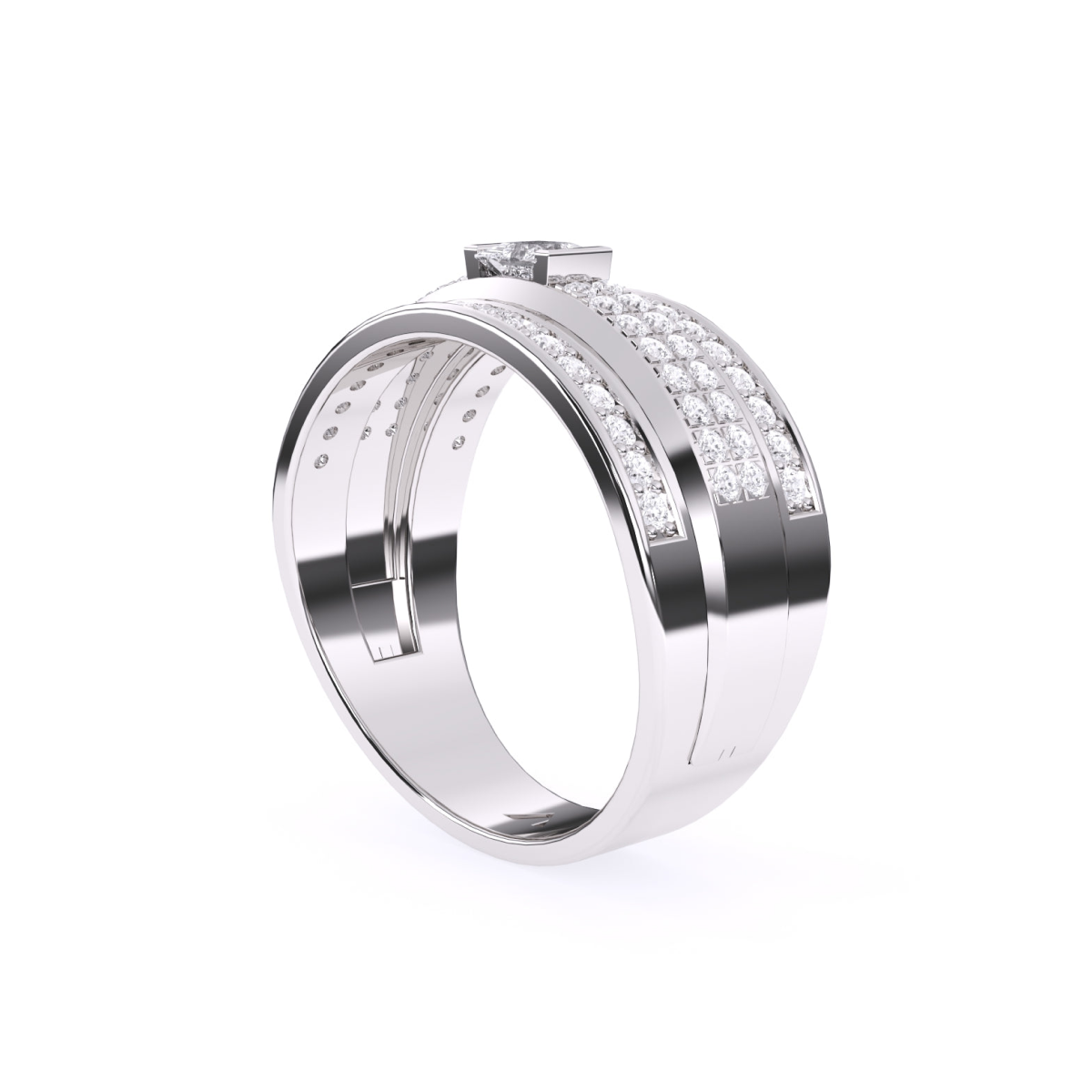 Designer Two Tone Cluster Diamond Ring